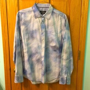 Men’s Bugatchi long-sleeved blue Shirt. Size XL , Shaped Fit.  Pre-Owned.